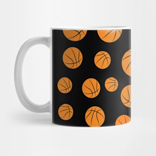 Basketball Balls Seamless Pattern on Black Background Mug